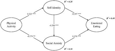 Unveiling the links between physical activity, self-identity, social anxiety, and emotional eating among overweight and obese young adults